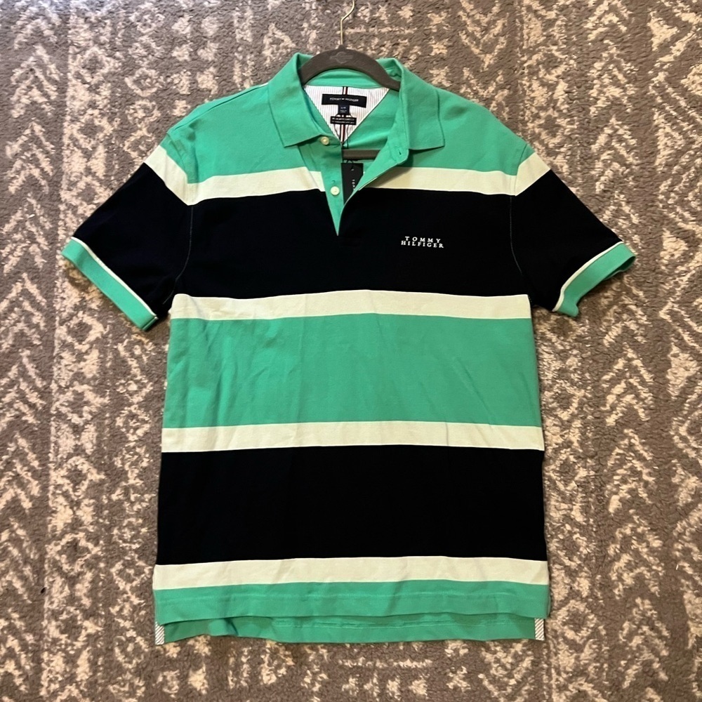 NWT Tommy Hilfiger Men's Striped Polo Shirt size L (M115) - Picture 6 of 7